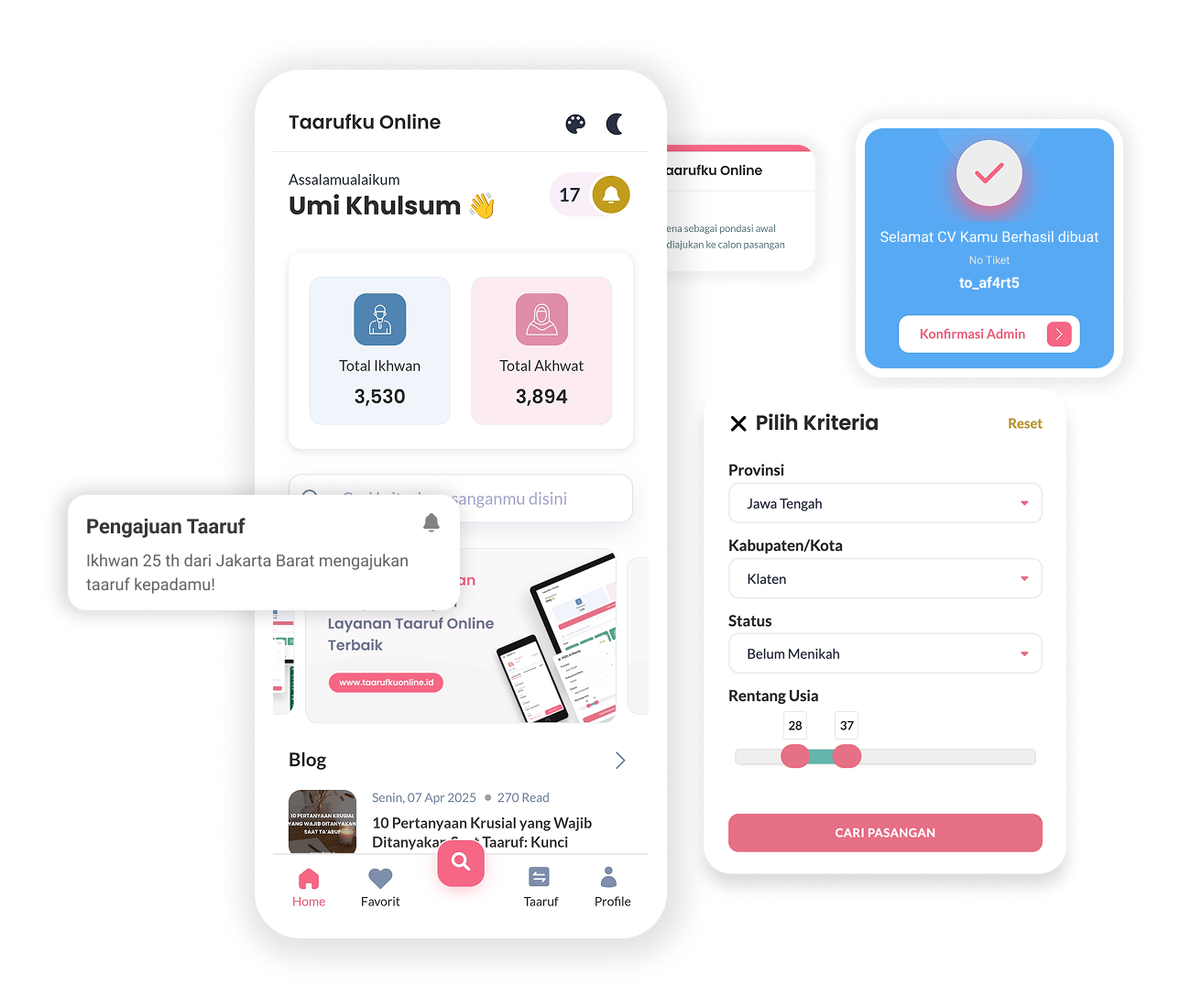 Ilustrasi Fitur Taarufku Online – Platform Taaruf Online No 1 di Indonesia